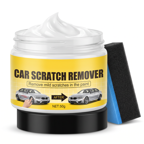 Open jar of GuardMC scratch repair compound showing the thick white cream